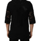 Dolce & Gabbana Black Cotton Floral Lace Crew Neck T-shirt