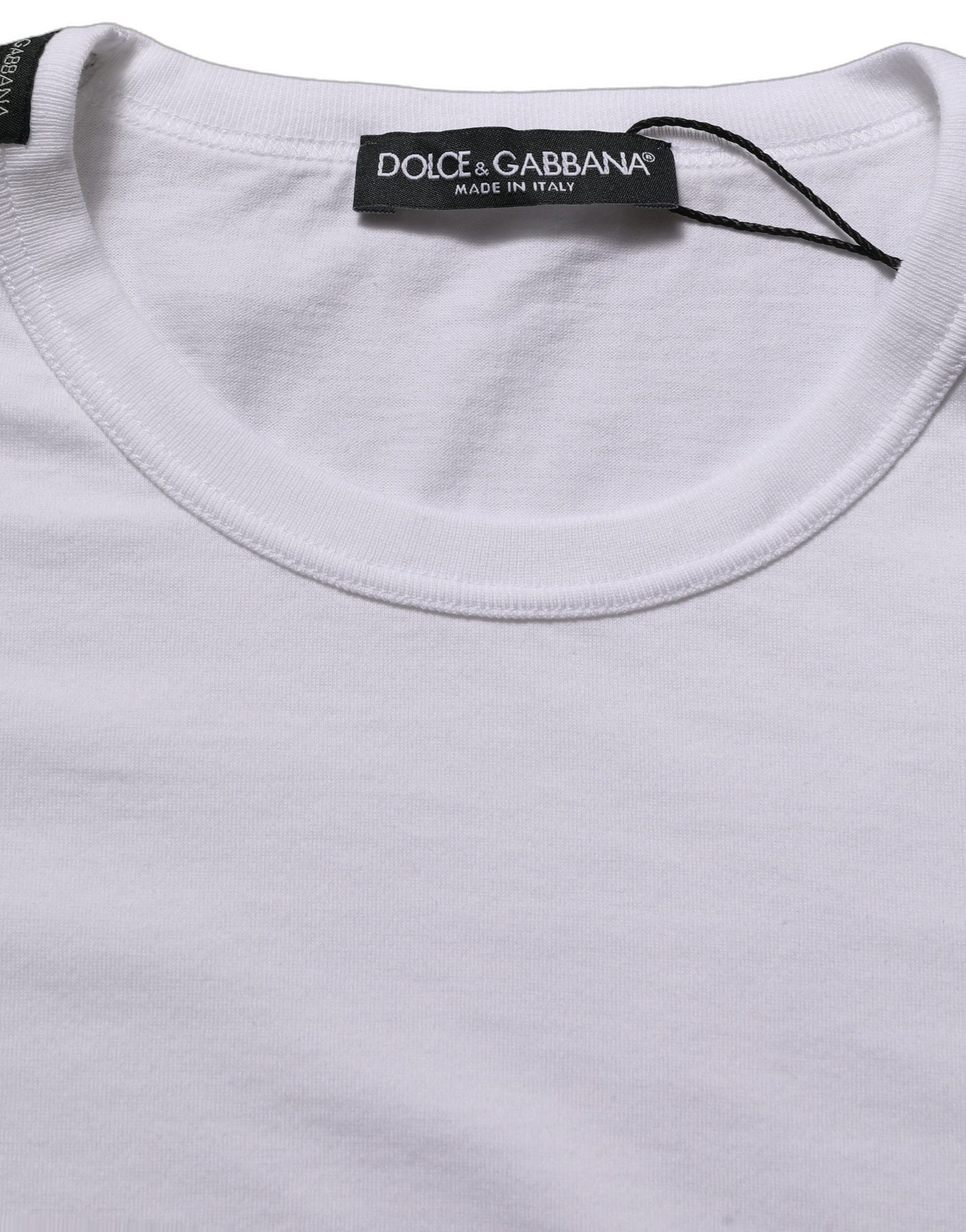 Dolce & Gabbana White Cotton Short Sleeves CrewNeck T-shirt