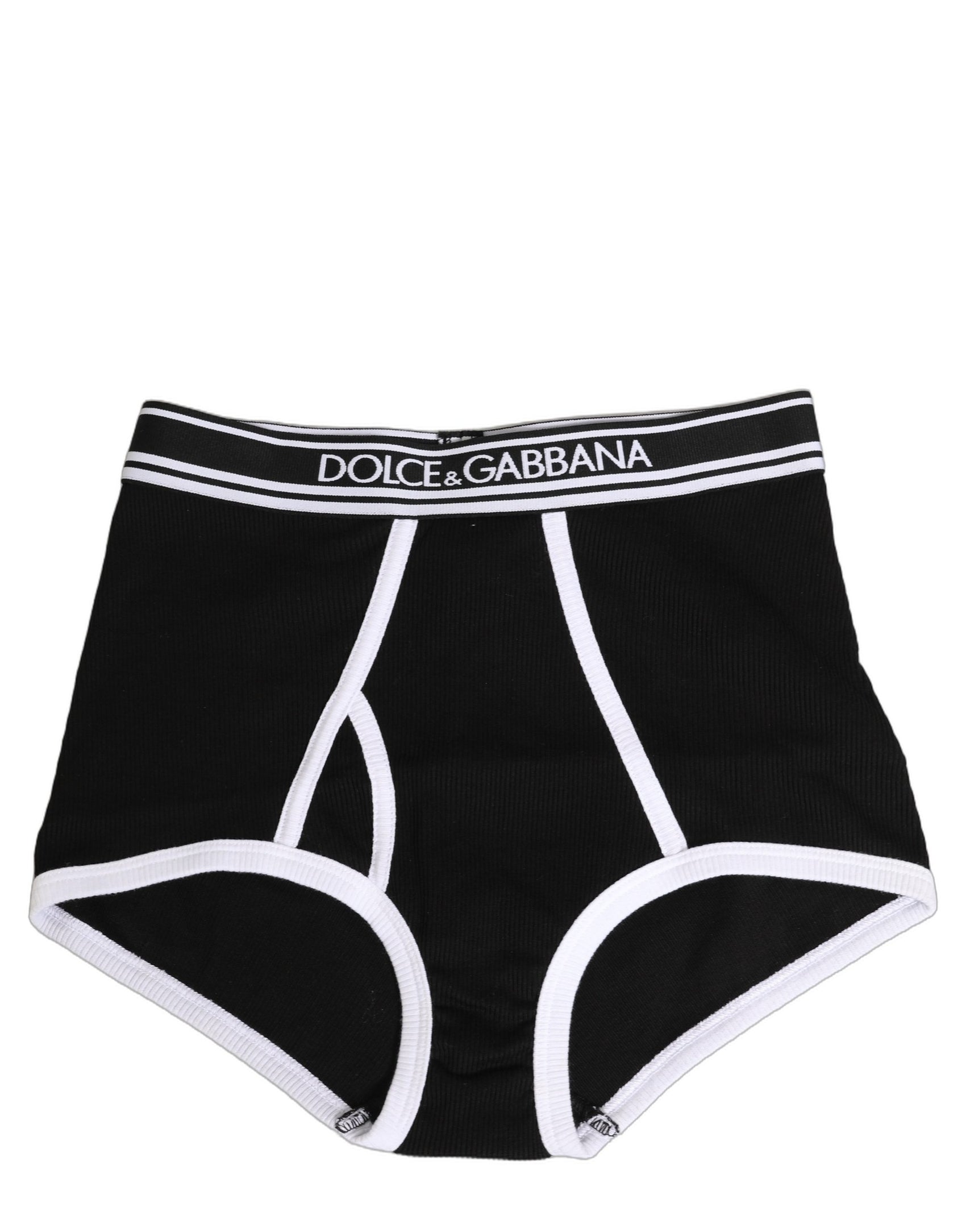 Dolce & Gabbana Black White Logo Waistband Coulotte Panty Underwear