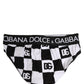 Dolce & Gabbana Black White Logo Checkered Midi Brief Underwear