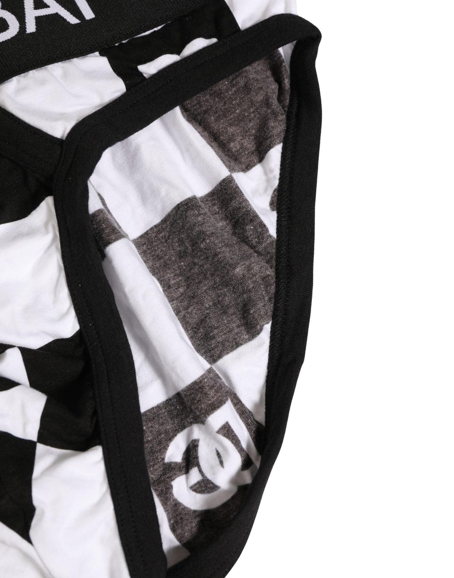 Dolce & Gabbana Black White Logo Checkered Midi Brief Underwear