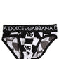Dolce & Gabbana Black White Logo Checkered Midi Brief Underwear