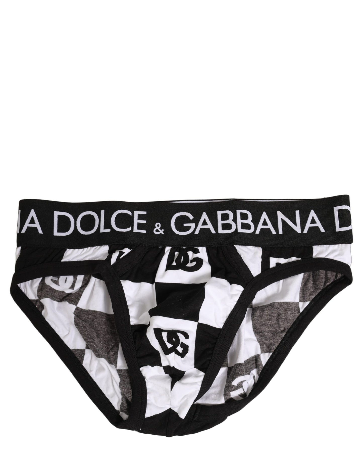 Dolce & Gabbana Black White Logo Checkered Midi Brief Underwear
