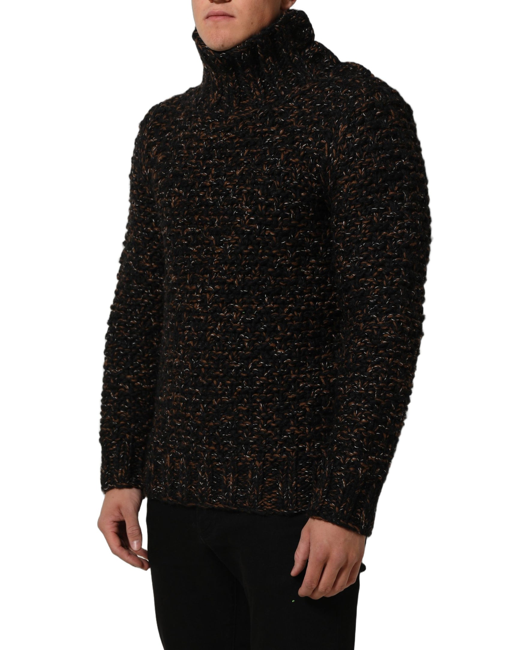 Dolce & Gabbana Brown Wool Knit Turtleneck Pullover Sweater