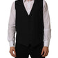 Dolce & Gabbana Black Wool Stretch Waistcoat Formal Vest