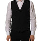 Dolce & Gabbana Black Wool Stretch Waistcoat Formal Dress Vest