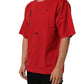Dolce & Gabbana Red Cotton Graphic Print Crew Neck T-shirt
