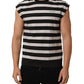 Dolce & Gabbana Black White Stripes Cotton Sleeveless T-shirt