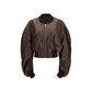 Rick Owens Brown Calf Leather Bos Taurus Bomber