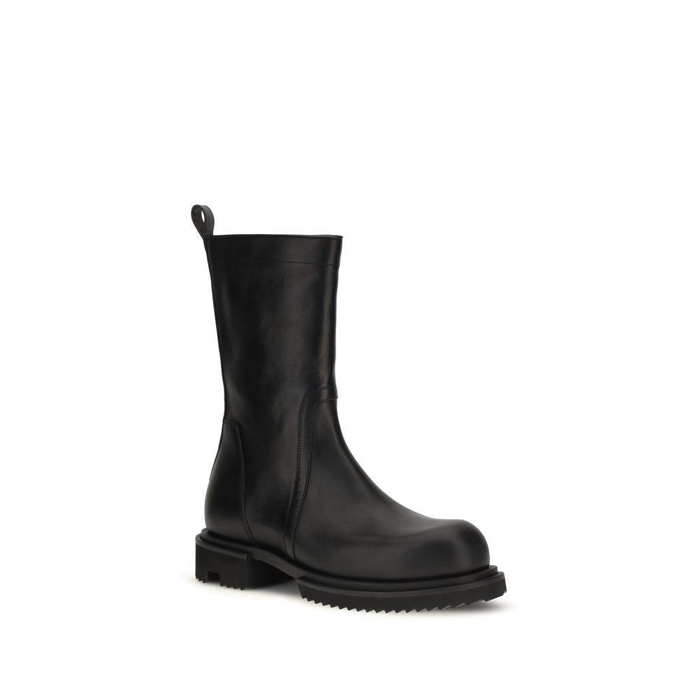 Rick Owens Black Calf Leather Bos Taurus Flat Boots