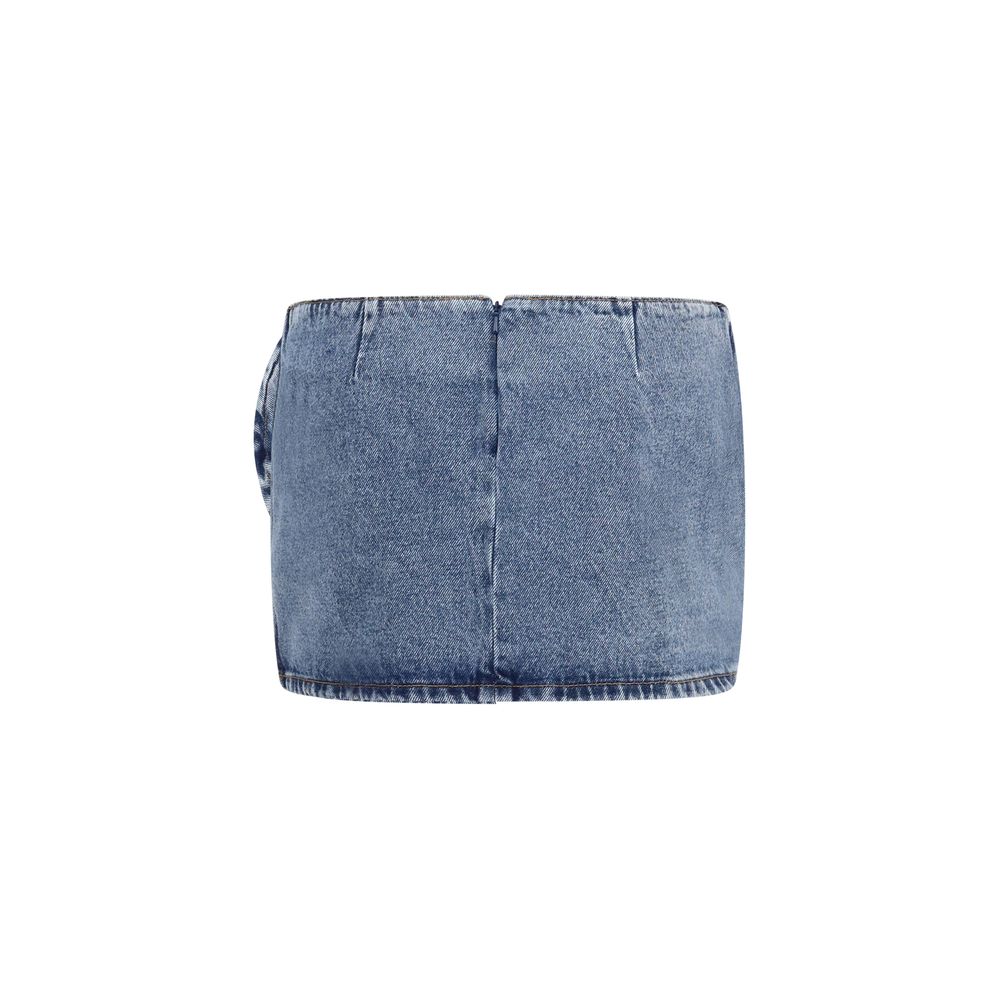 Magda Butrym Blue Cotton Mini Skirt