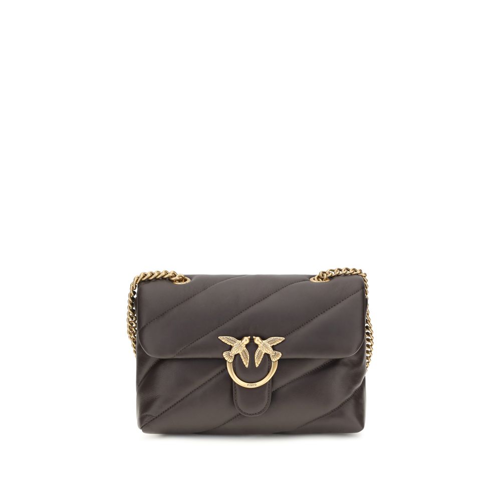 PINKO Brown Calf Leather Bos Taurus Shoulder Bag