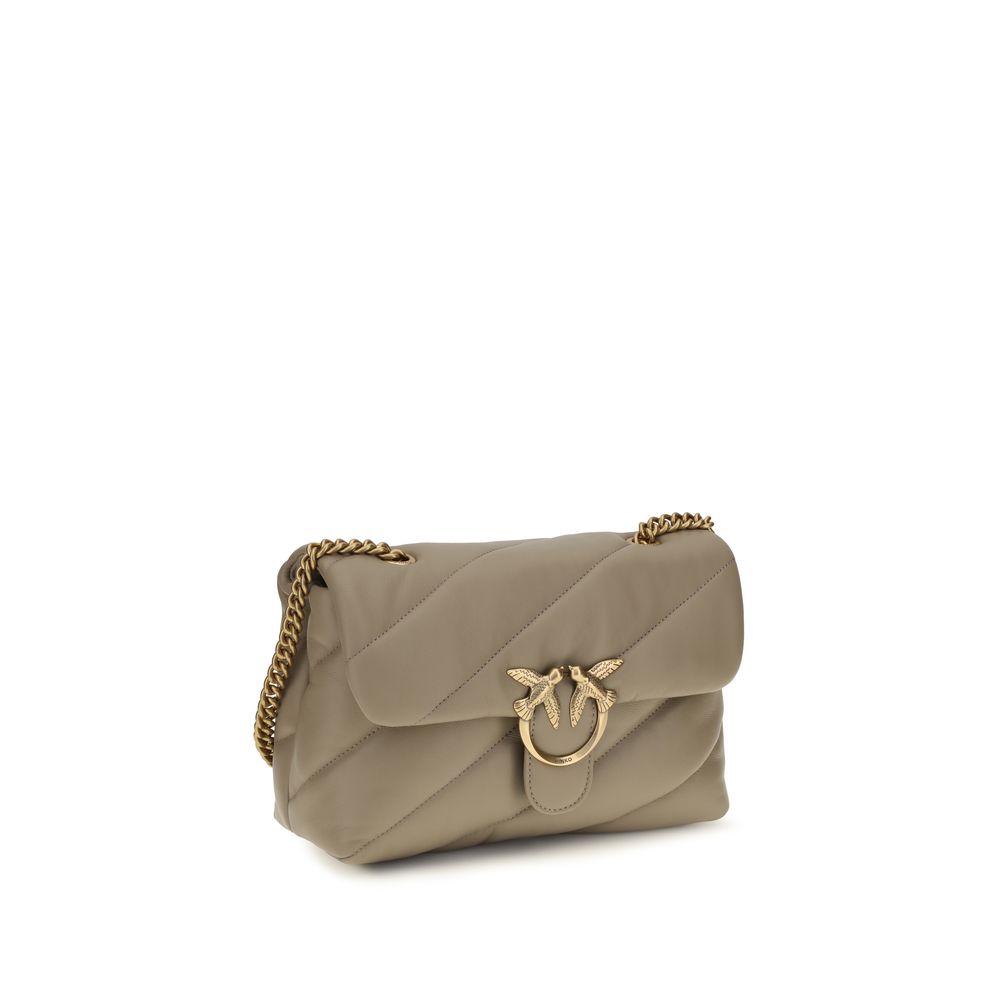 PINKO Gray Calf Leather Bos Taurus Shoulder Bag
