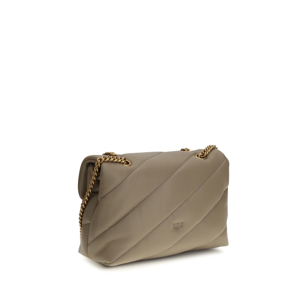PINKO Gray Calf Leather Bos Taurus Shoulder Bag