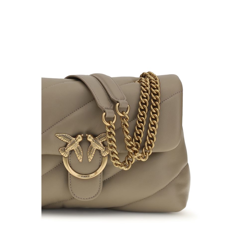 PINKO Gray Calf Leather Bos Taurus Shoulder Bag