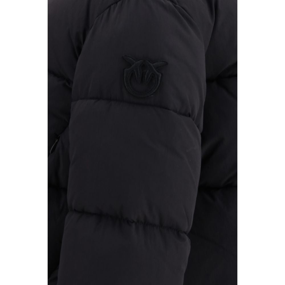 PINKO Black Nylon Full-Length Jacket