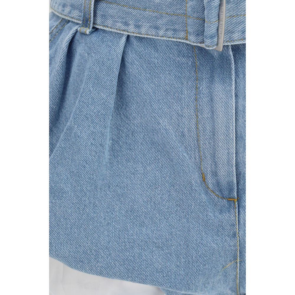Magda Butrym Blue Cotton Bermuda Shorts