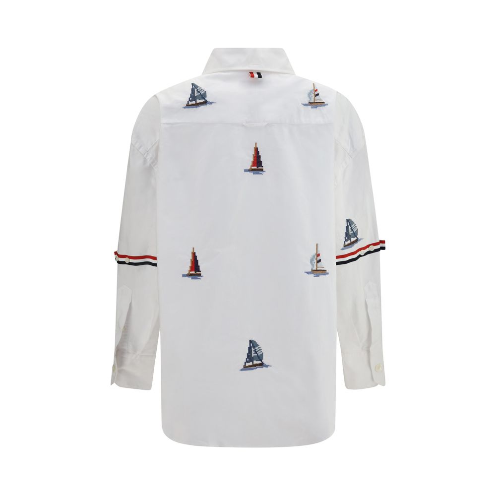 Thom Browne White Cotton Pattern Shirt