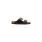 Birkenstock Black Leather Flat Sandals