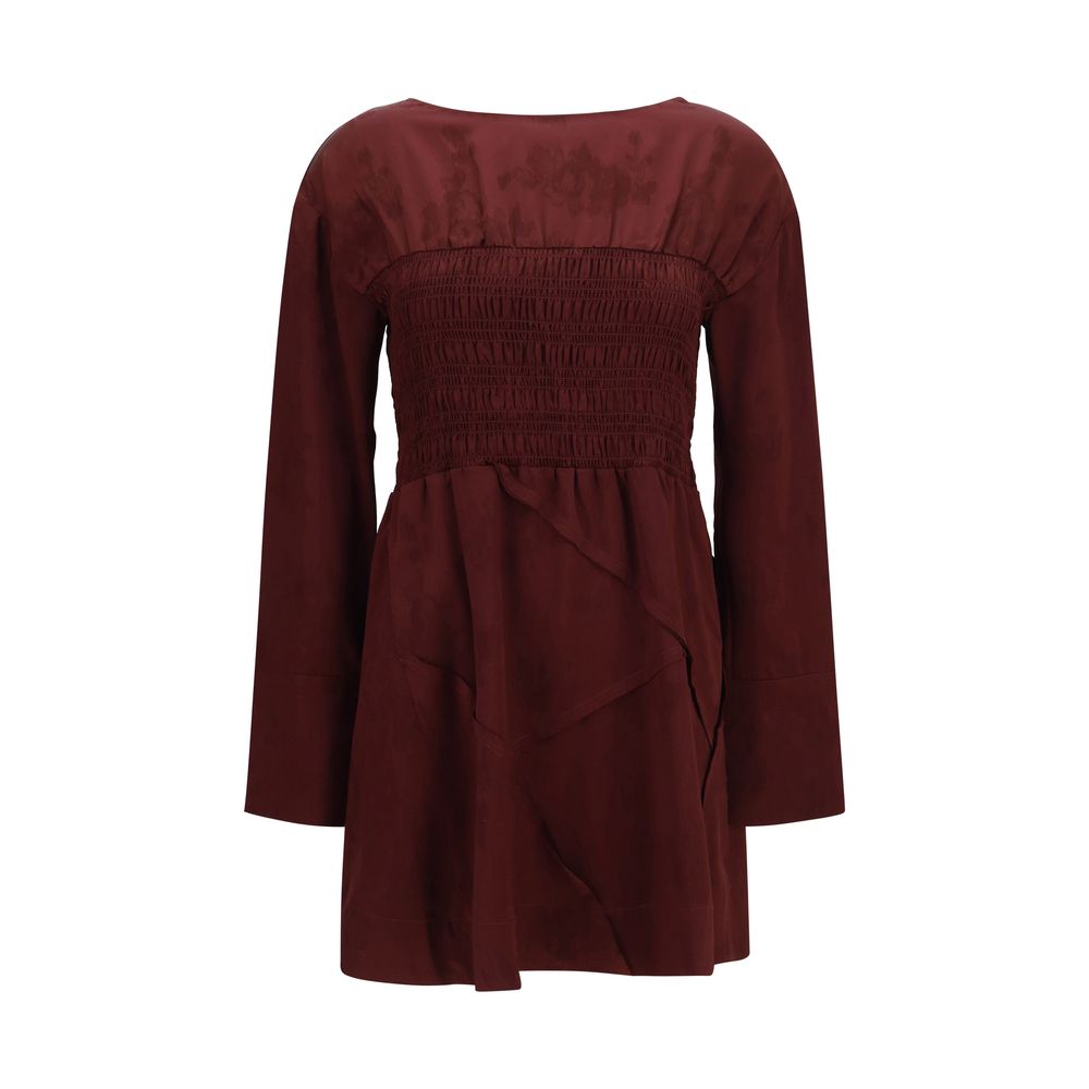 Ganni Bordeaux Acetate Casual Dress