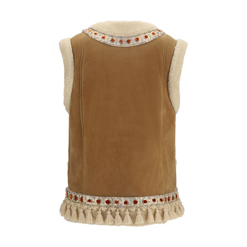 Valentino Garavani Beige Lamb Ovis Aries Aries Sleeveless Jacket
