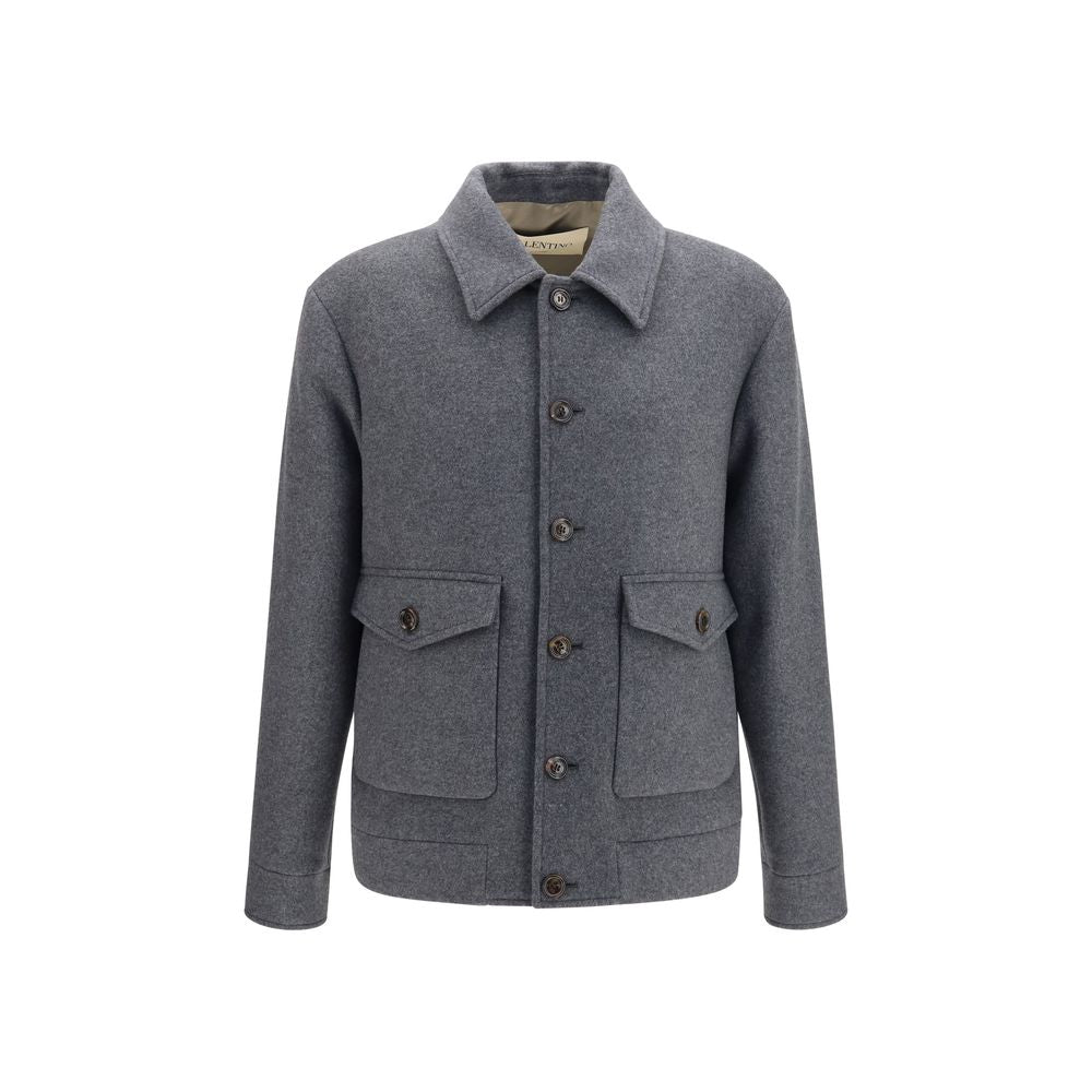 Valentino Garavani Gray Wool Oves Aries Full-Length Jacket