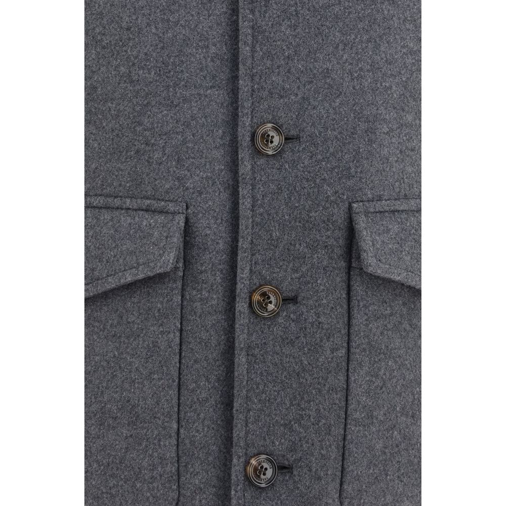 Valentino Garavani Gray Wool Oves Aries Full-Length Jacket
