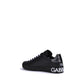 Dolce & Gabbana Black Calf Leather Bos Taurus Athletic Sneakers