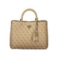 Guess Jeans Beige Leather Women's Bag with Handles and Shoulder Strap