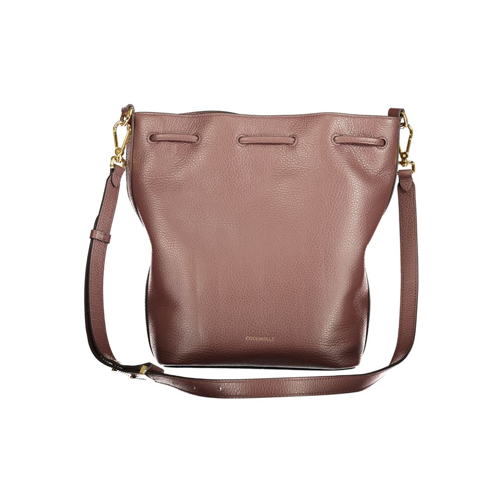 Coccinelle Brown Leather Women's Bag with Drawstring Twist Closure and Pocket