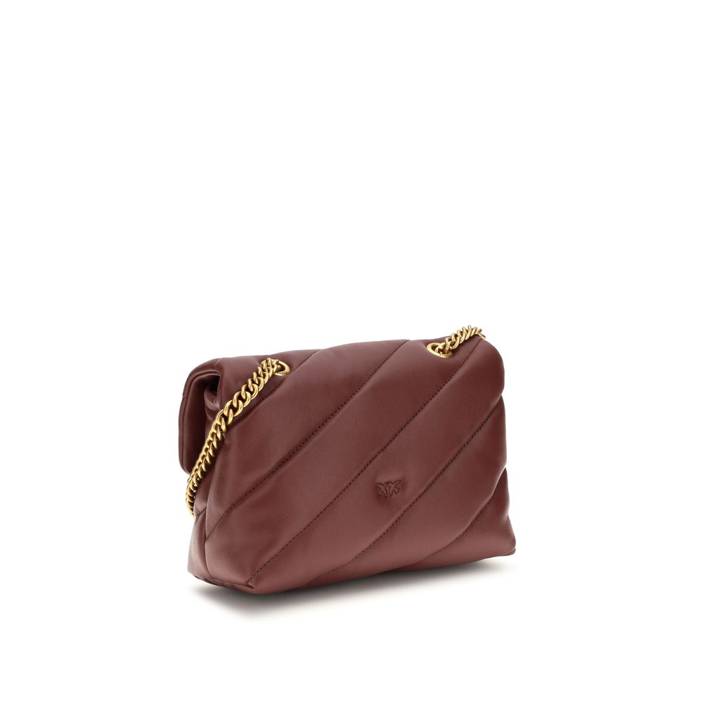 PINKO Bordeaux Calf Leather Bos Taurus Shoulder Bag