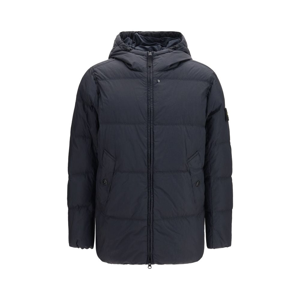 Stone Island Blue Goose Down Full-Length Jacket