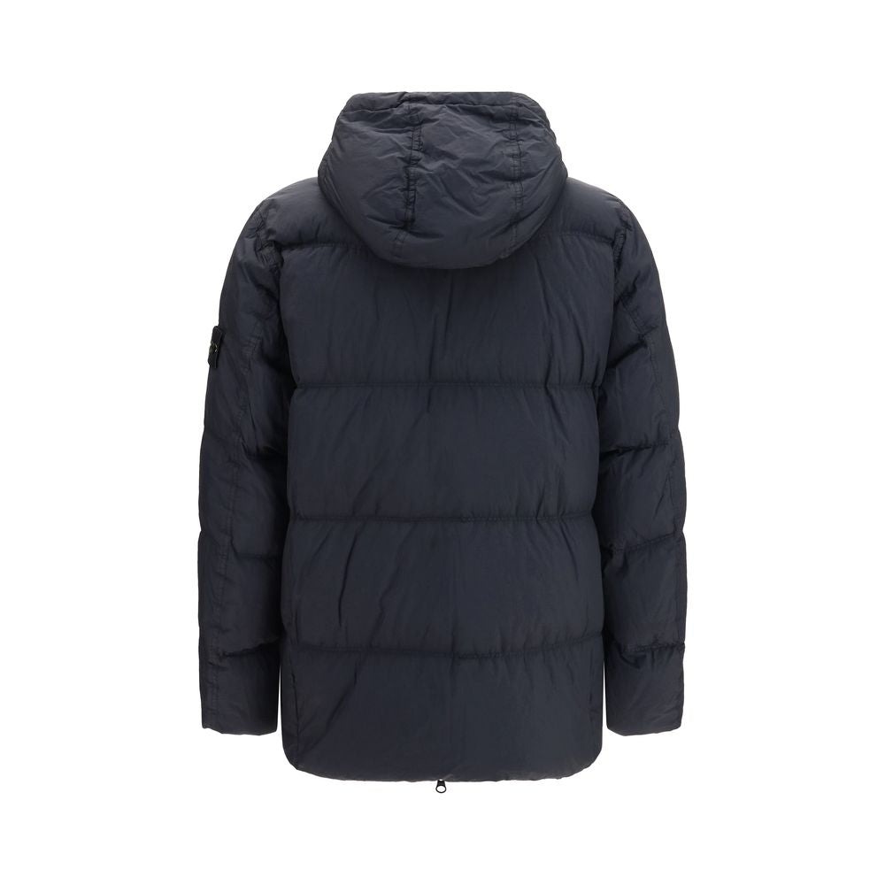 Stone Island Blue Goose Down Full-Length Jacket