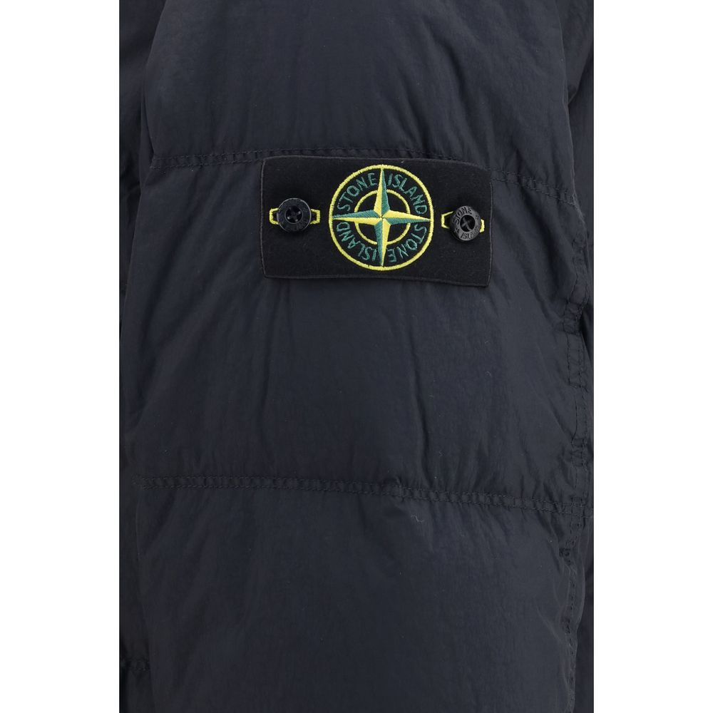 Stone Island Blue Goose Down Full-Length Jacket