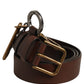 Dolce & Gabbana Men Brown Leather Gold Buckle Carabine Belt