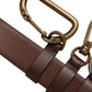 Dolce & Gabbana Men Brown Leather Gold Buckle Carabine Belt