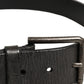 Dolce & Gabbana Black Leather Brushed Metal Buckle Men Belt
