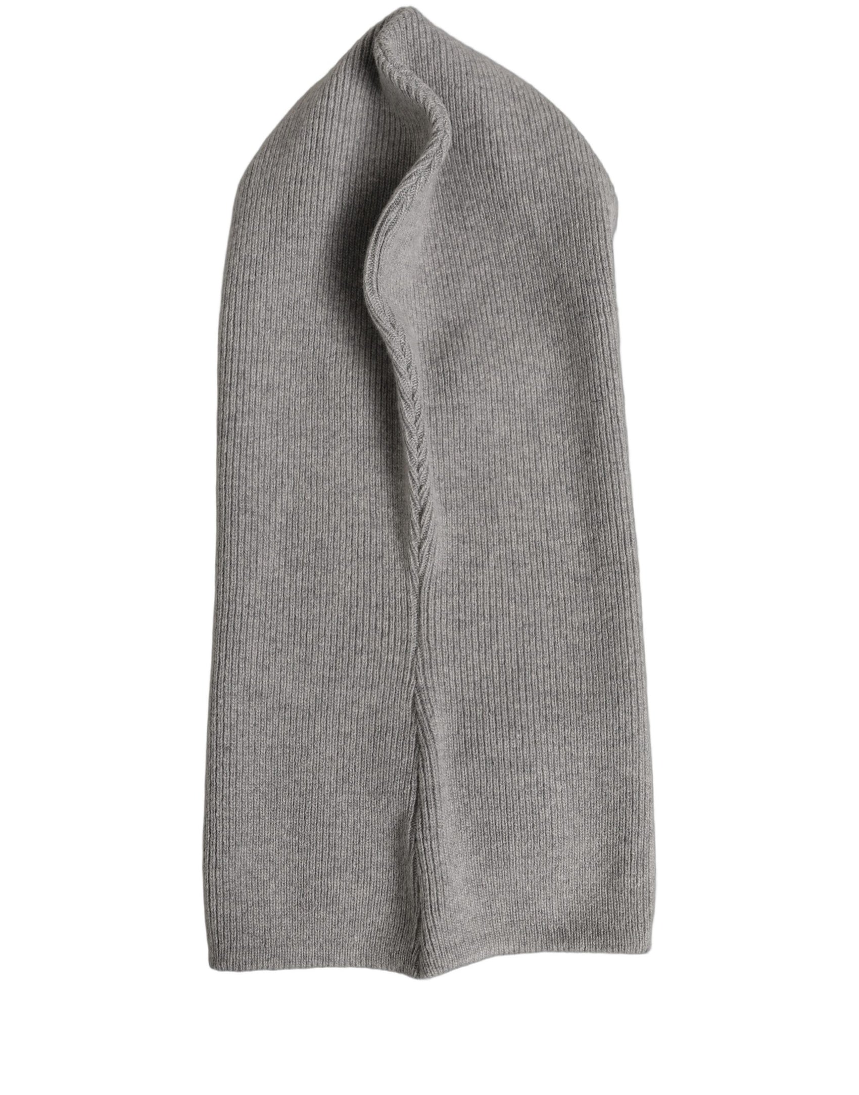 Dolce & Gabbana Men Grey Wool Ribbed Knit Balaclava Wrap One Size Hat