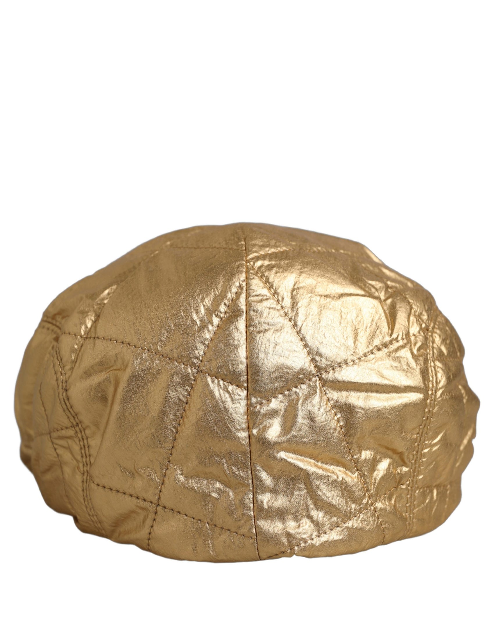 Dolce & Gabbana Men Gold Wide Quilted Newsboy Capello Hat