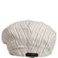 Dolce & Gabbana Men Off White Striped Linen Newsboy Capello Hat