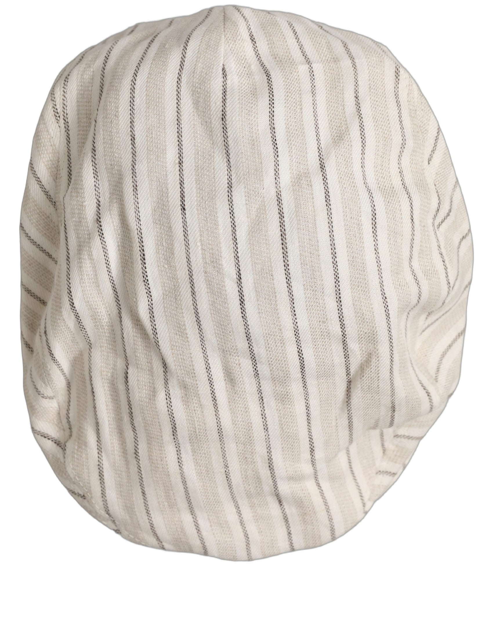 Dolce & Gabbana Men Off White Striped Linen Newsboy Capello Hat