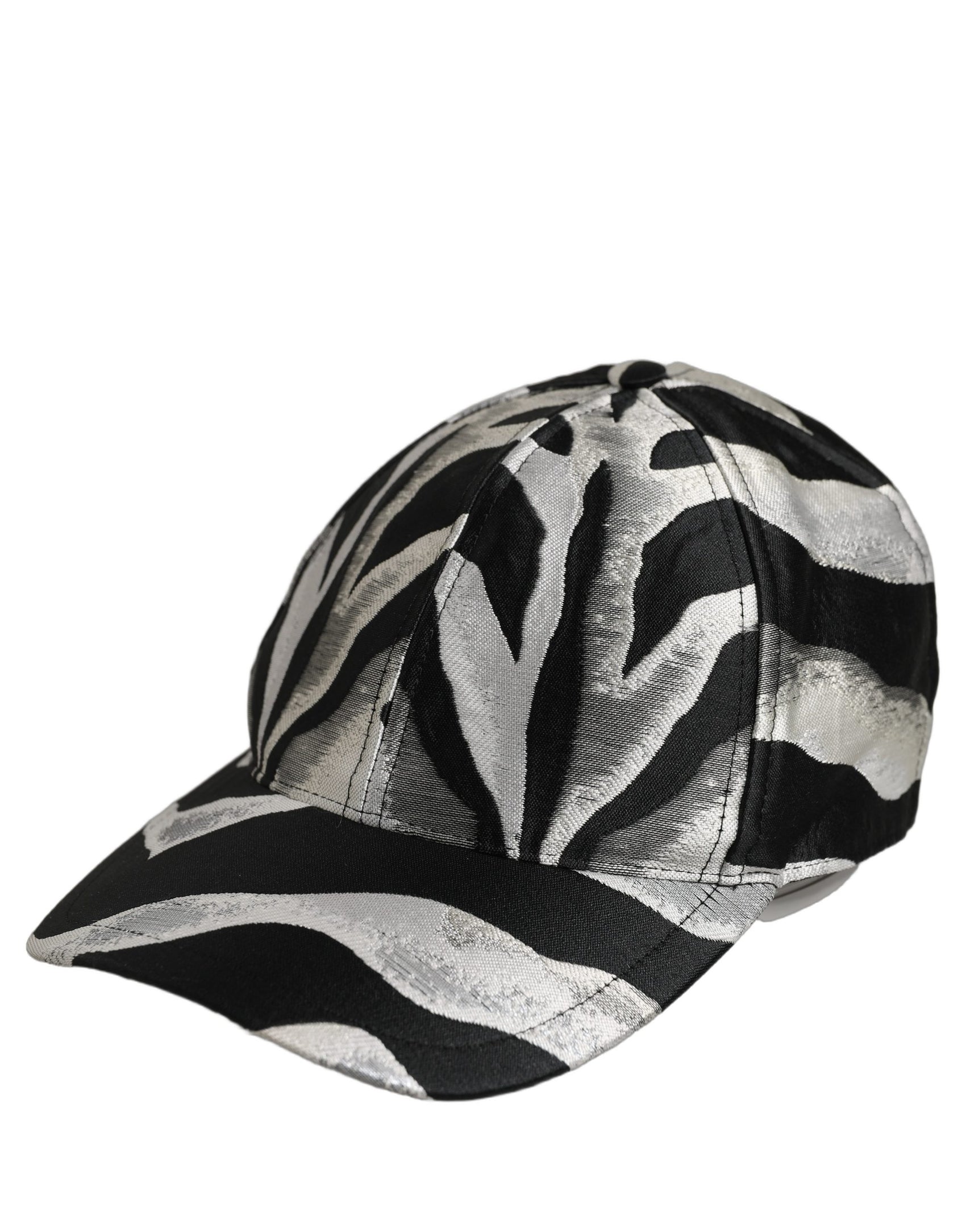 Dolce & Gabbana Men Black Silver Zebra Pattern Baseball Cap Hat