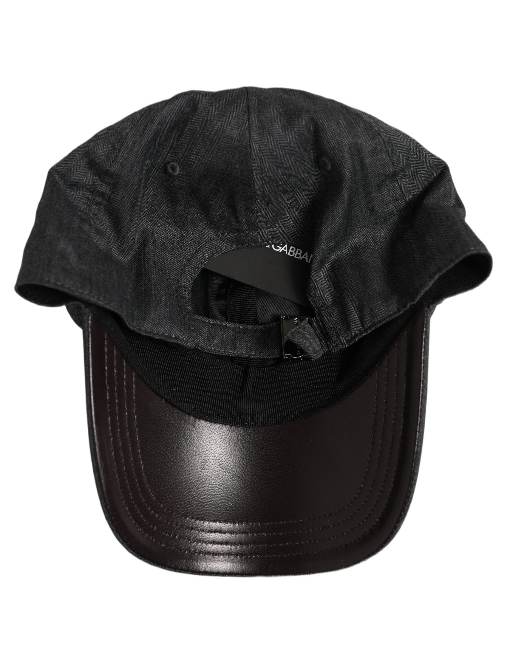 Dolce & Gabbana Men Dark Gray Herringbone Baseball Cap Hat