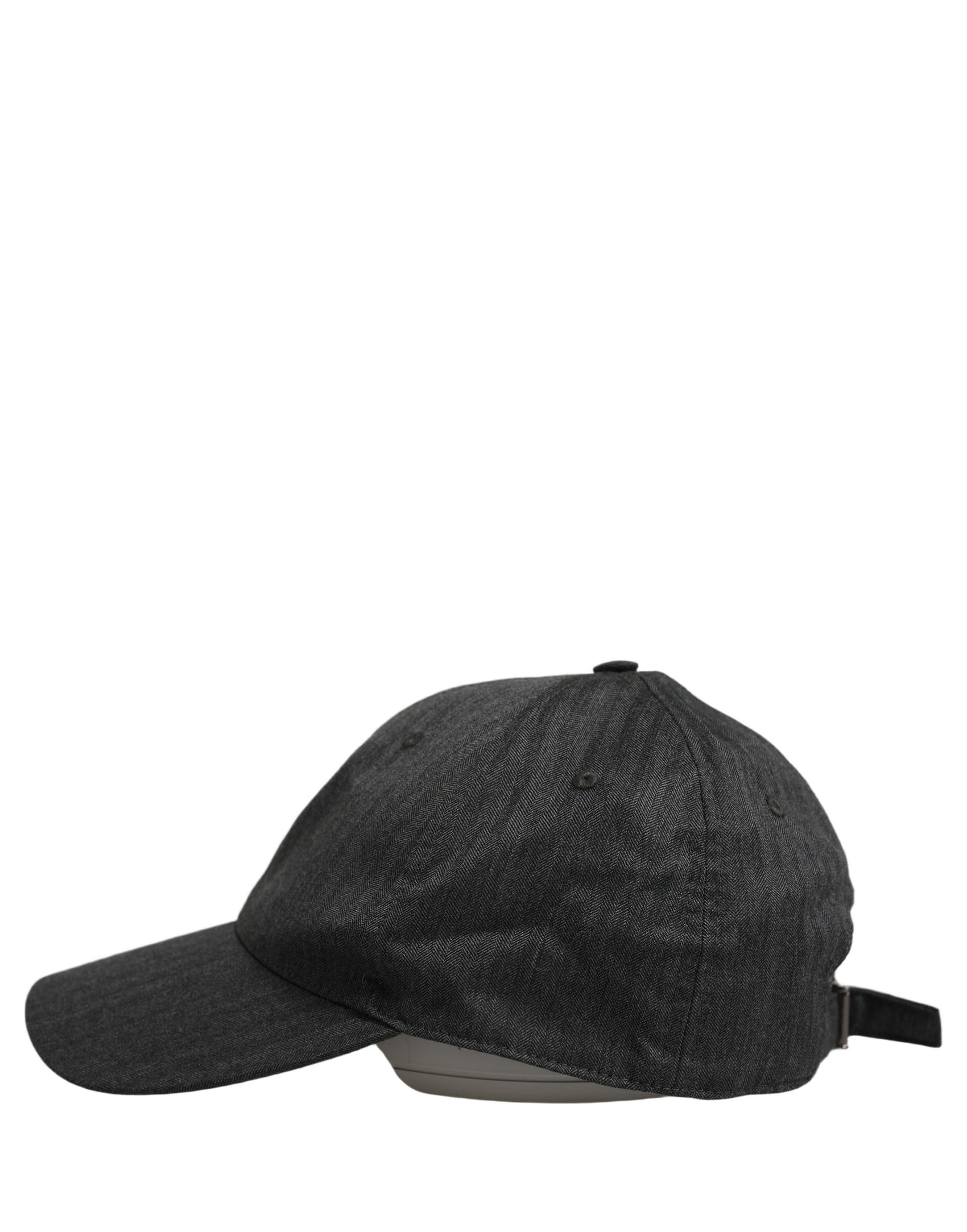 Dolce & Gabbana Men Dark Gray Herringbone Baseball Cap Hat