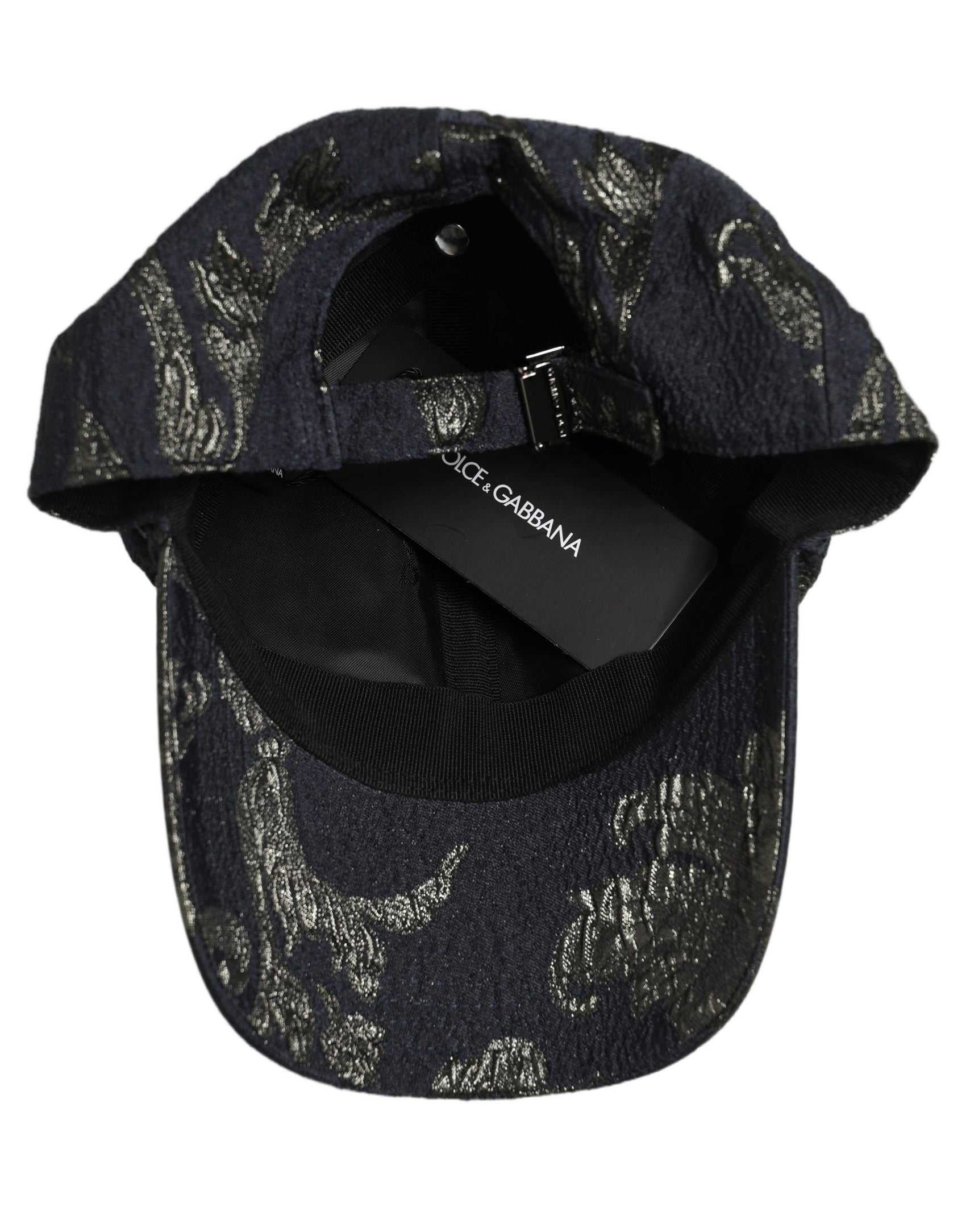 Dolce & Gabbana Men Black Floral Barocco Cotton Baseball Cap Hat