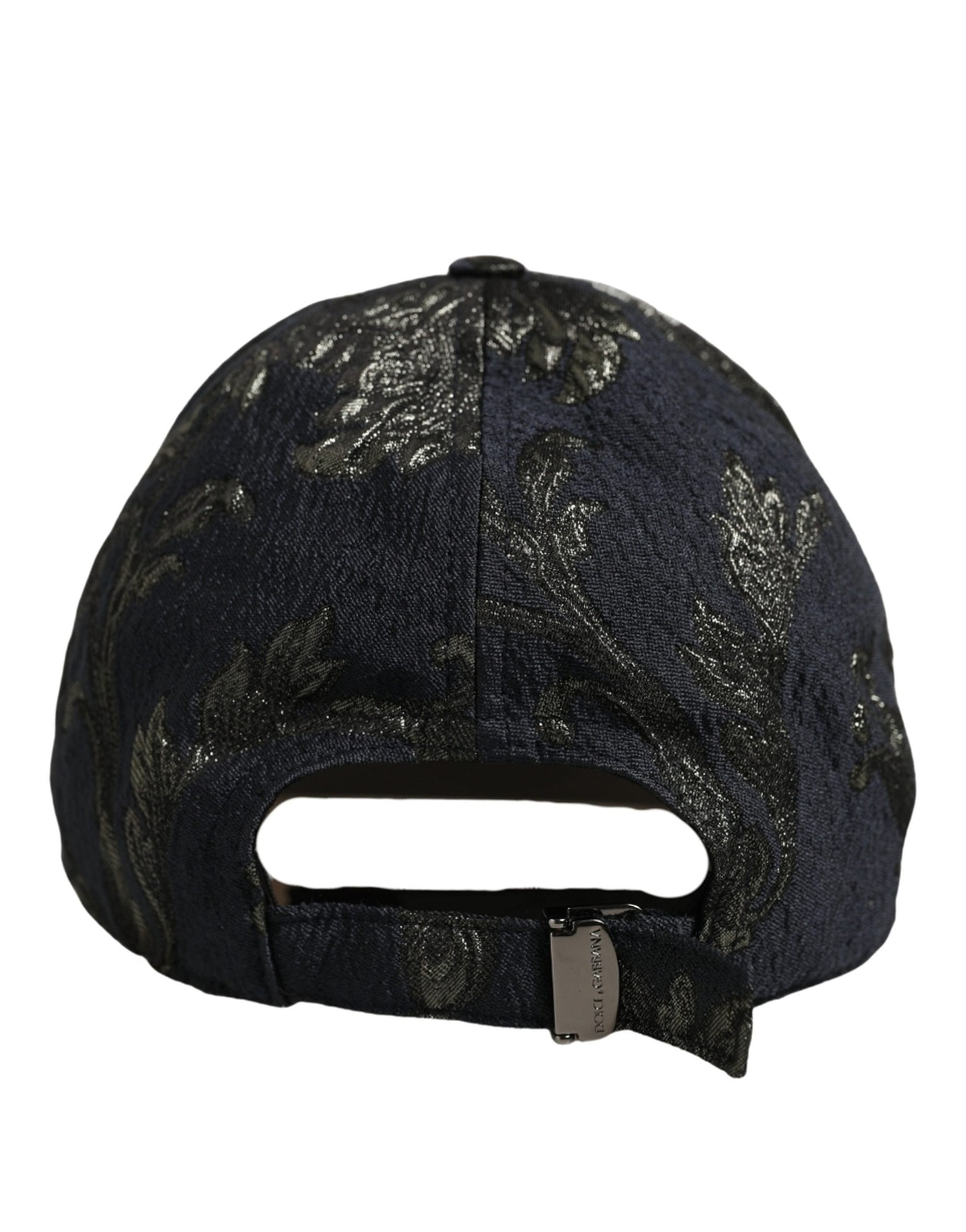Dolce & Gabbana Men Black Floral Barocco Cotton Baseball Cap Hat