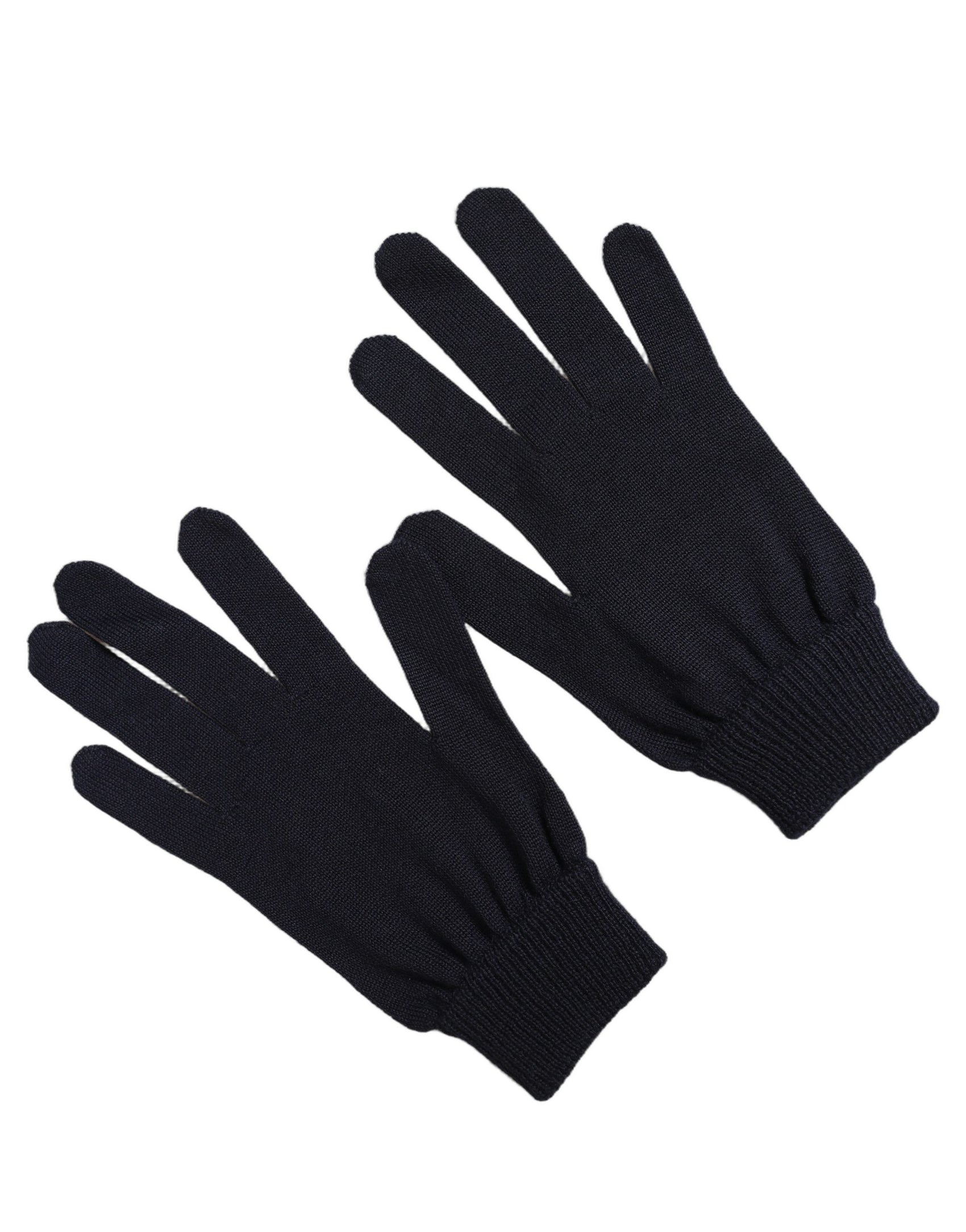 Dolce & Gabbana Men Dark Blue Cashmere Knitted Winter Gloves