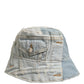 Dolce & Gabbana Men Blue Patchwork Cotton Denim Bucket Cap Hat