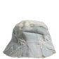 Dolce & Gabbana Men Blue Patchwork Cotton Denim Bucket Cap Hat