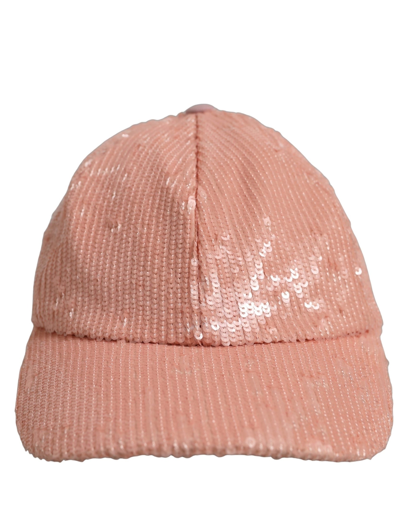 Dolce & Gabbana Men Pink Cotton Sequin Baseball Cap 6 Panels Hat